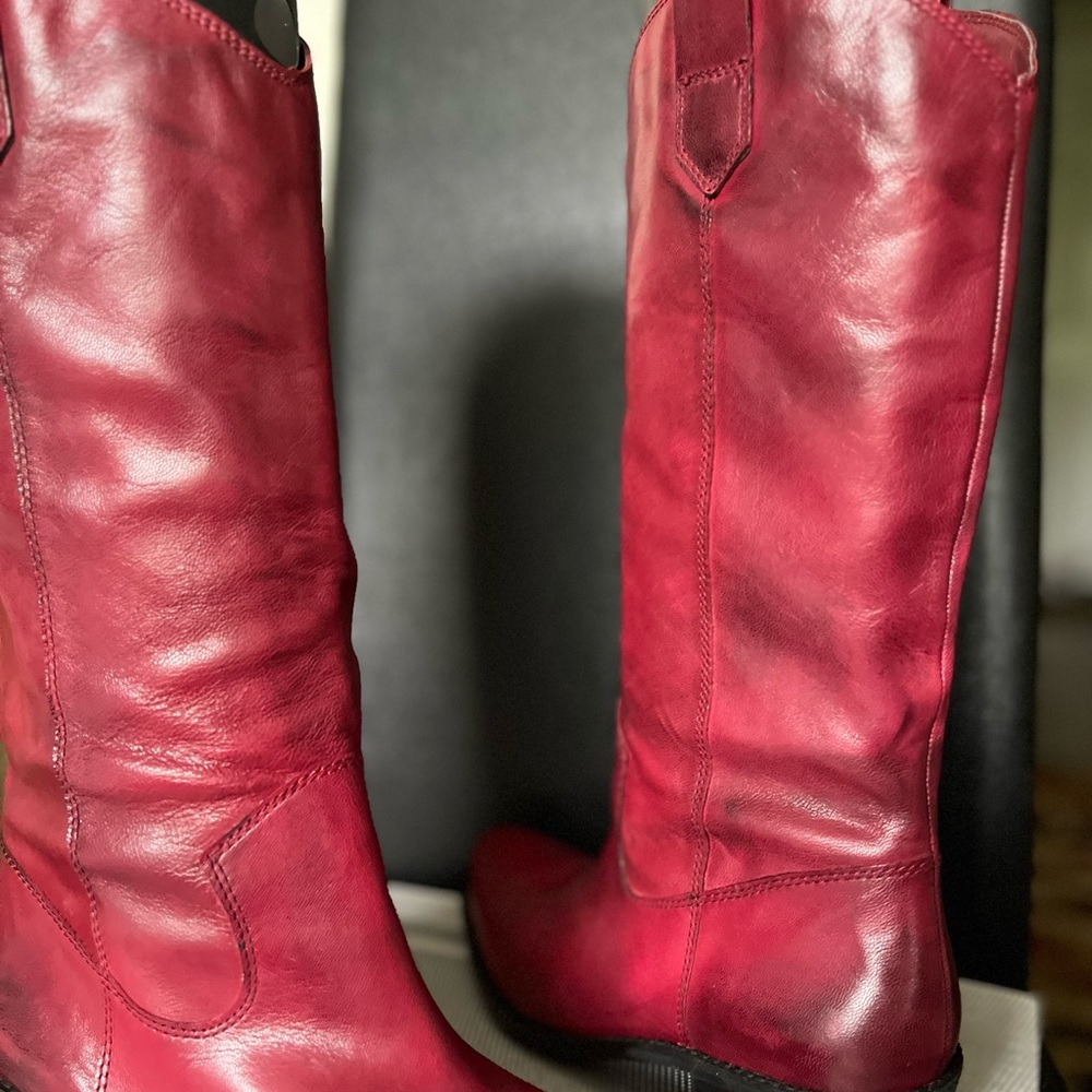 FRANCO SARTO WALINDA NWOT AUTHENTIC OXBLOOD RED SOFT LEATHER WESTERN BOOTS - Picture 11 of 16